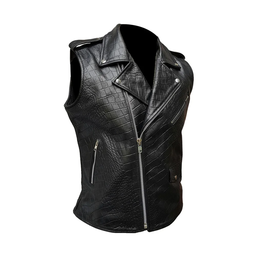 Latest Design Biker Leather Vest Motorcycle Textile Trucker Vest Pakistan Genuine Leather Outer Wear Breathable Leather Jackets