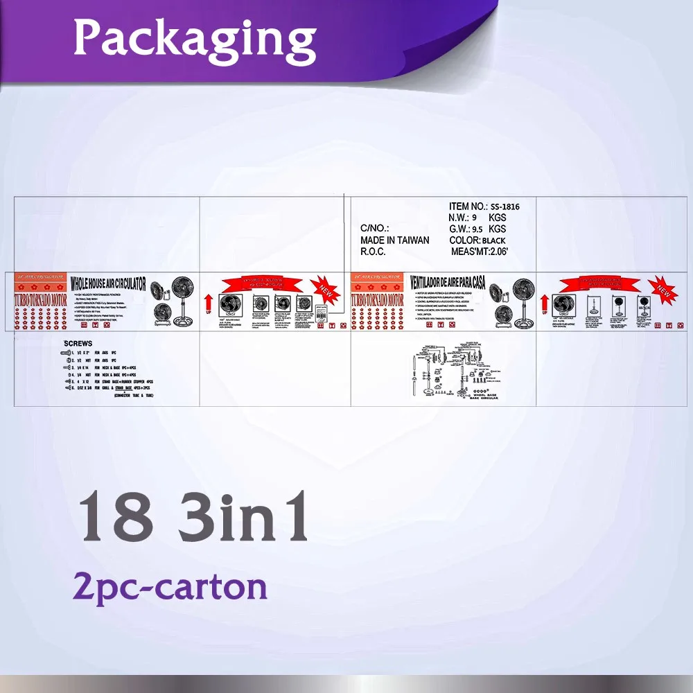 3 in1 Metal Standing Electrical Fan SS-1816 3in1 Taiwan best quality good price