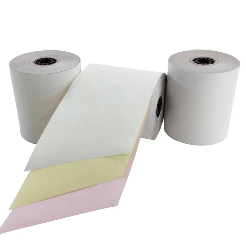 Карбоновая бумага NCR для чеков в рулонах с белым/желтым/розовым