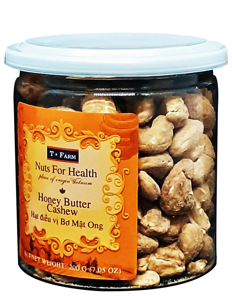 Ready To Eat Flavor Cashew Premium Quality Baked Dried T-FARM JAR 200GR HONEY BUTTER CASHEW From Vietnam