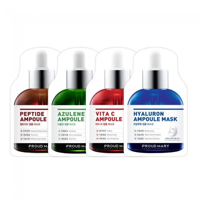 Корейская увлажняющая маска Proud Mary Azulene 25 г * 10 штук в коробке с основными ингредиентами Centella Asiatic для успокоения кожи