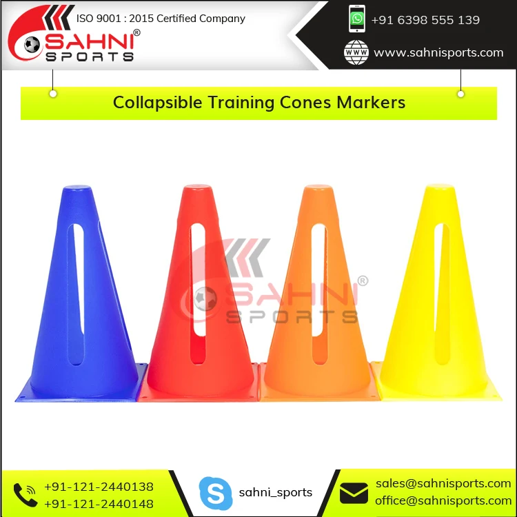 Superior Quality UV Resistant Collapsible Agility Training Cones-Soft PVC Vinyl Markers for Fitness Sports Training