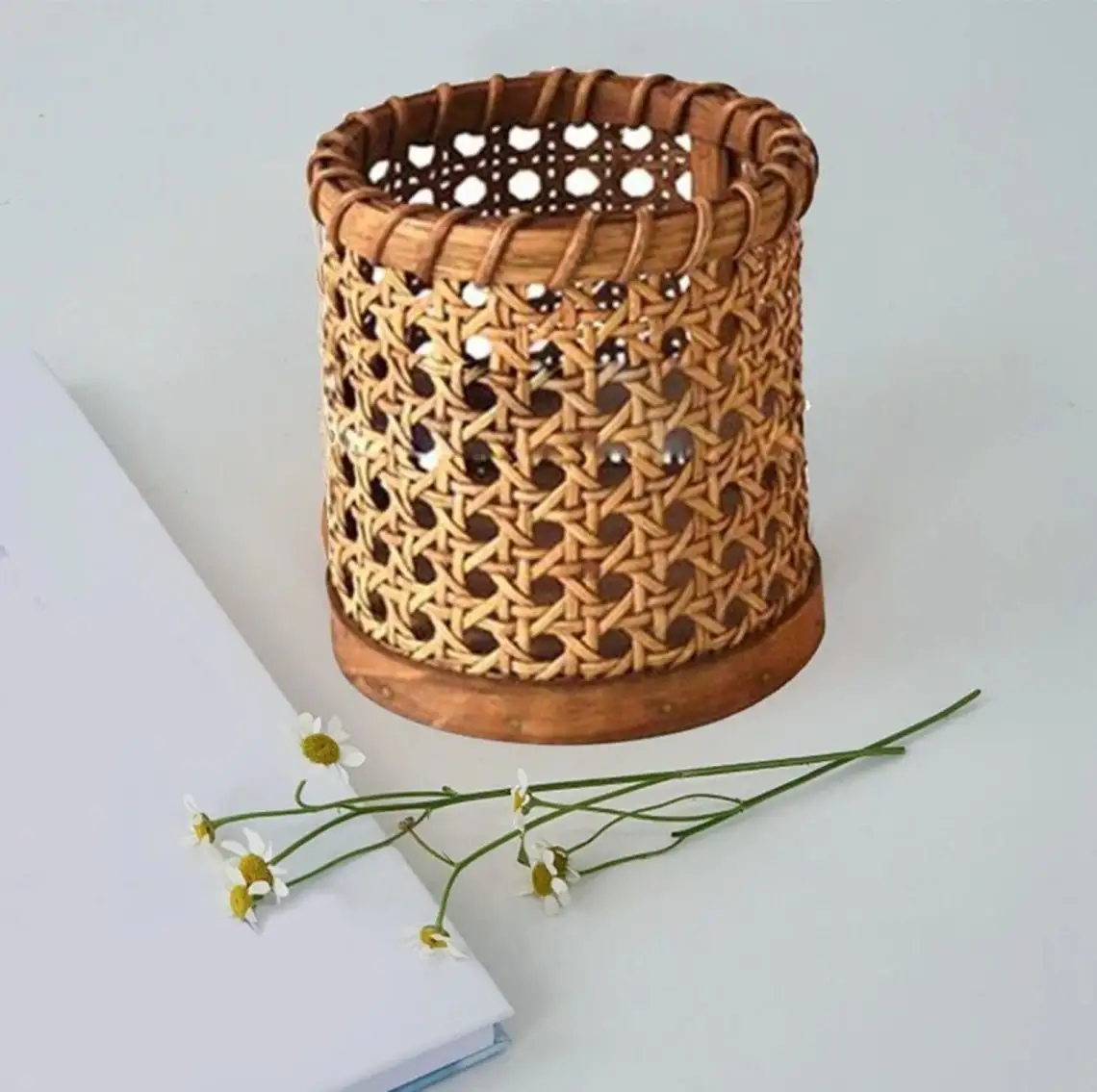 Rattan Chopsticks Storage Handmade Pen Pencils Organization, Vase Support