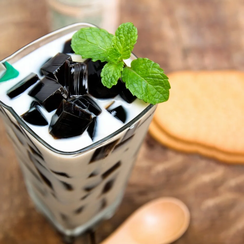 Ready to Eat for mixing with loss weight tea Taiwan High Technology Producing Black Gold Grass Jelly instant jelly in can