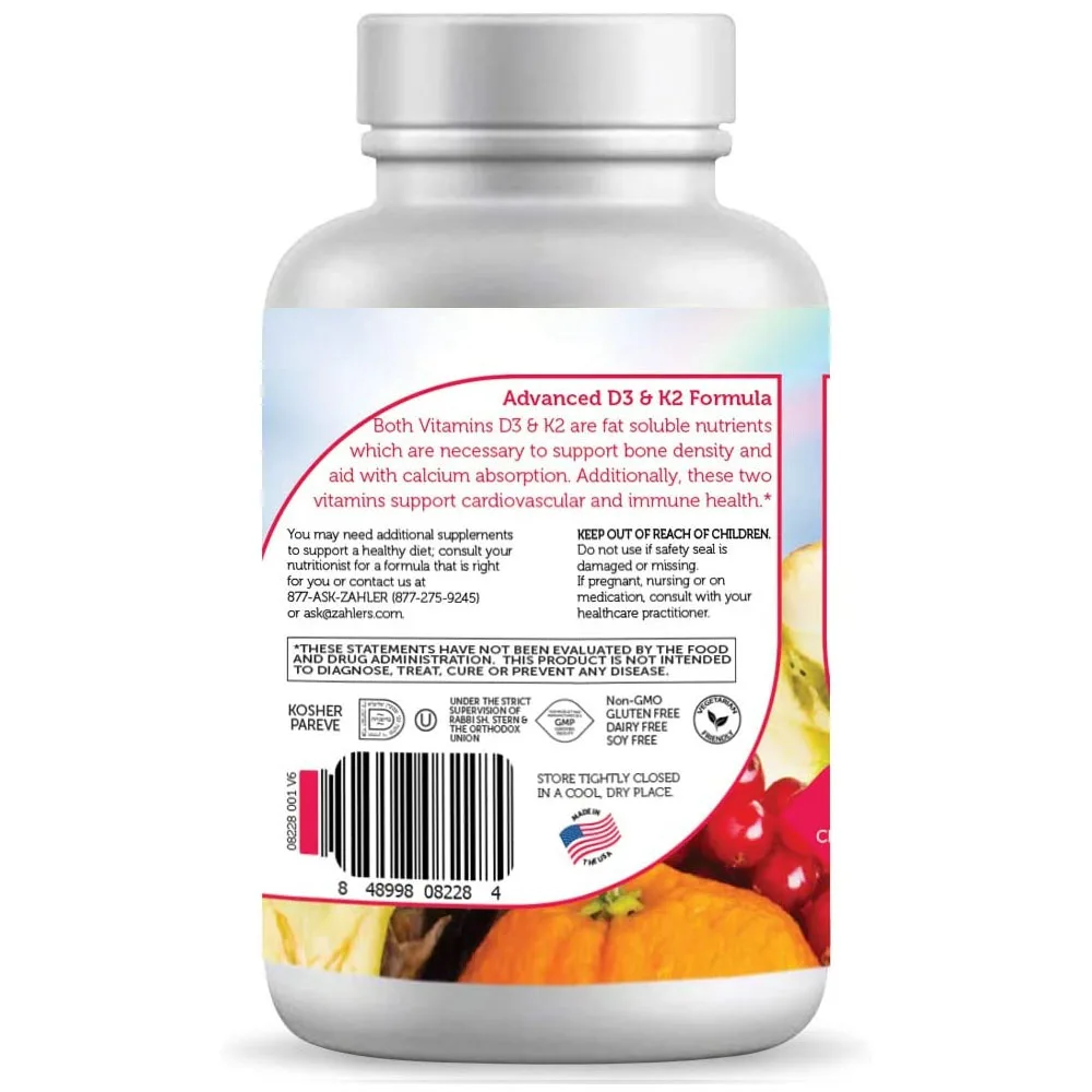 
Zahler Junior D3 & K2 Great Tasting Chewable D3 with K2 Supplement Certified Kosher 90 Chewable Tablets 