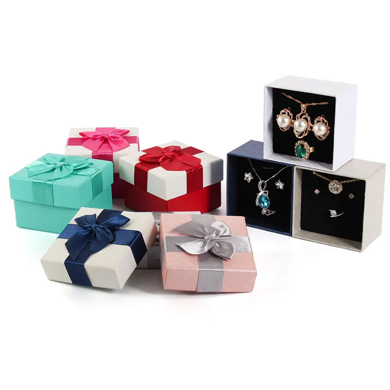 TA MINGREN Cheap Wholesale Paper Ribbon Bow Gift Jewelry Packaging Cajas Joyas Carton Con Liston with Foam