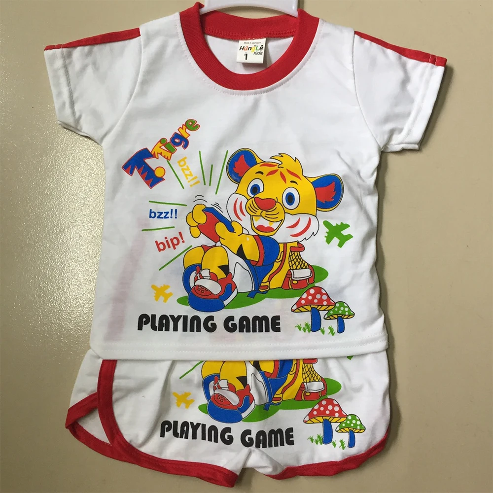 Factory price farm embroidery cotton shirt pants set Children clothes made in Vietnam