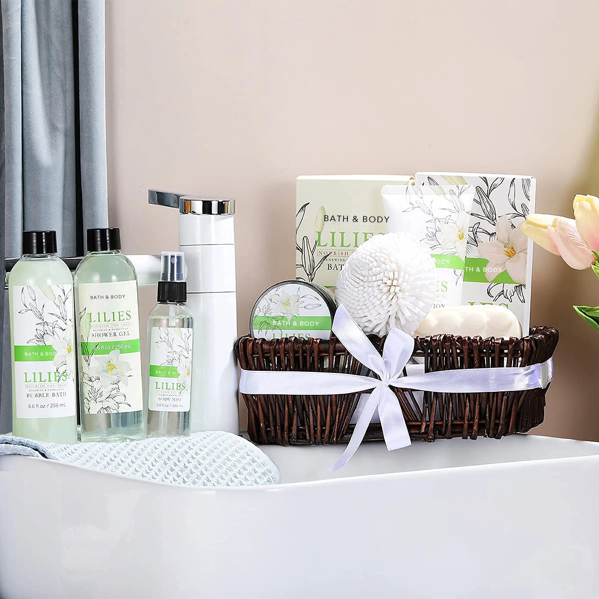 Wholesale Customized Fragrance 10Pcs Body Care Bath Set Holiday Gift Set Bath Basket Gift Set