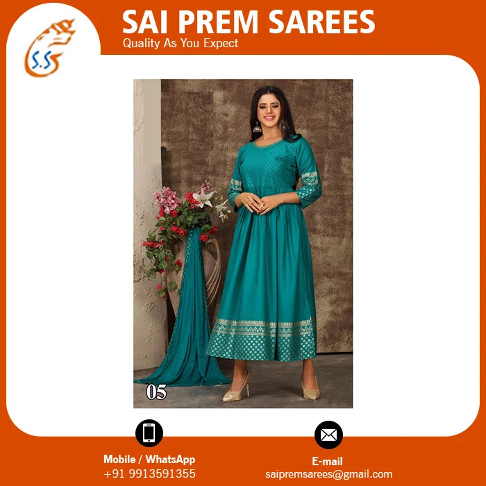 Новая дизайнерская коллекция длинного платья Reyon с последовательной работой и дупаттой по оптовой цене