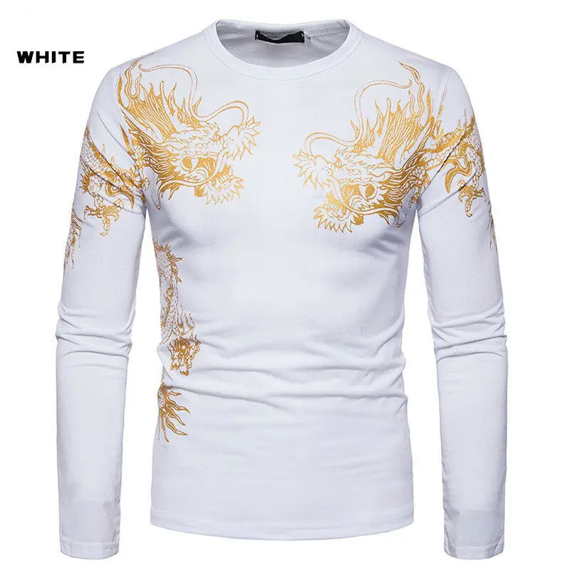 Мужская Повседневная футболка с длинным рукавом и принтом Золотого