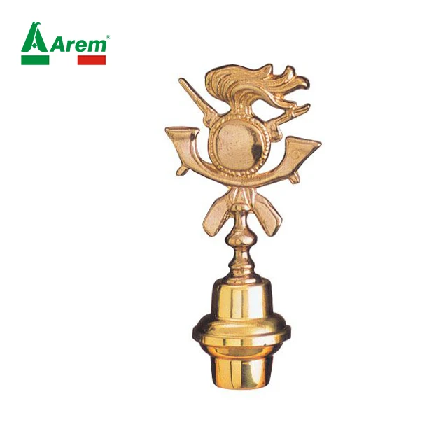Low Moq Bersaglieri emblem Fast Delivery Gold Brass Hanging Decoration Flag Mounting best quality banners tips screw pole lance