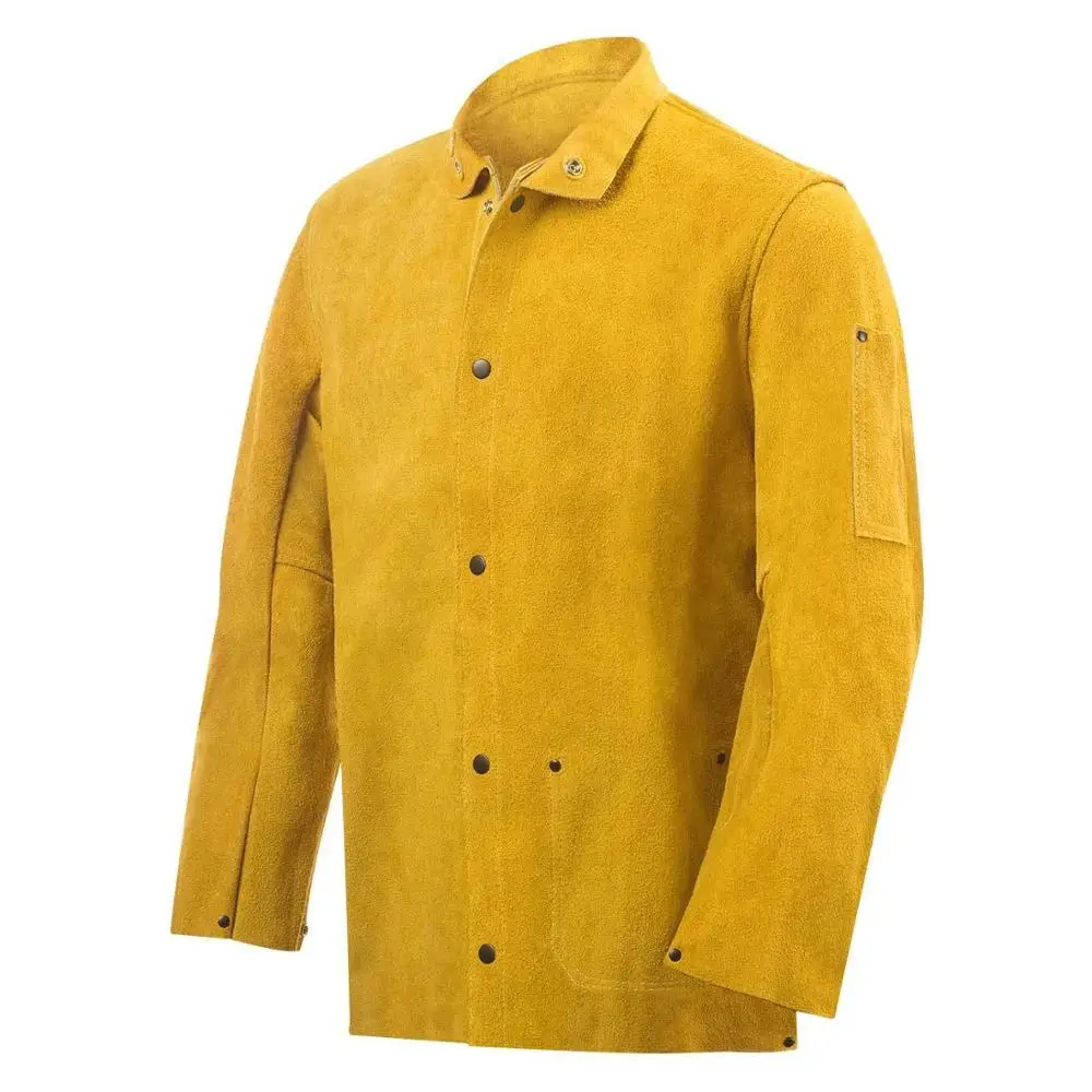 Cow Split Working Jacket / Fireproof / Protective Jacket / Welding Jacket Wholesale Leather Welding Product for Men Welder Full