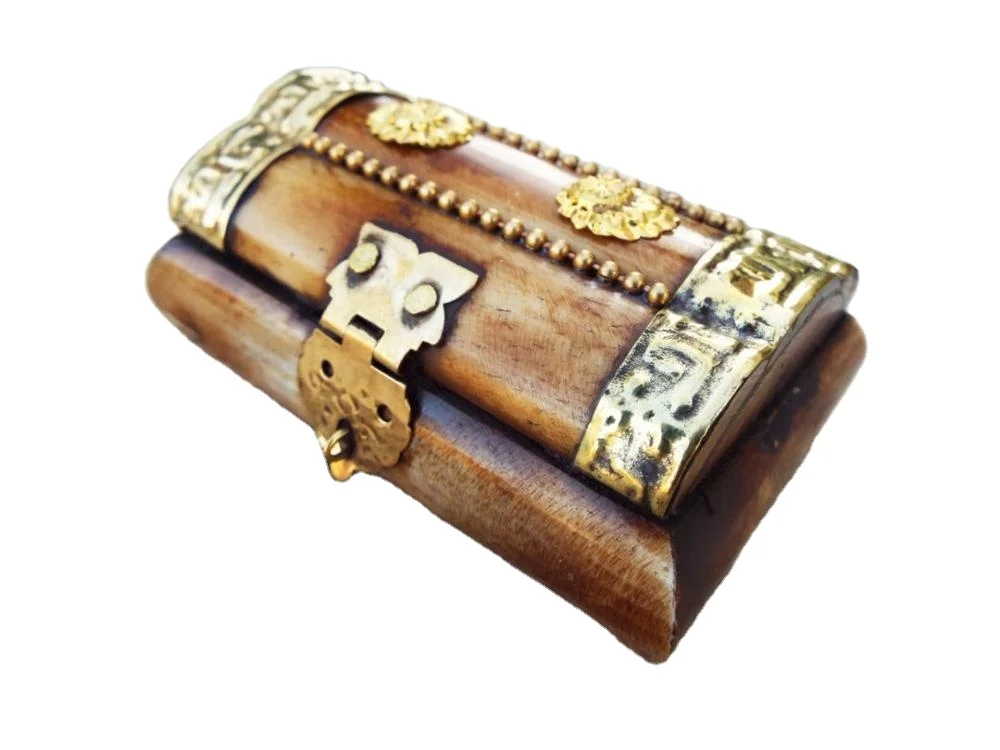 Handmade Brass and Bone Trinket Chest Carved Jewelry Storage Box for Women & Girls Unique Organizer for Jewels