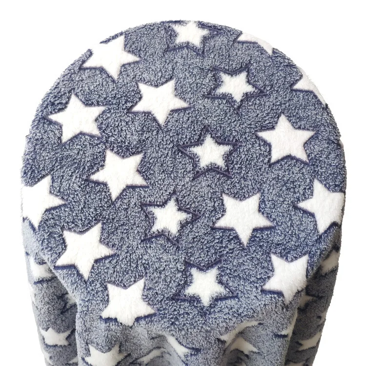 
Double-sided Stretch plush five-pointed double side star printing pajamas blanket hometextile fabric 