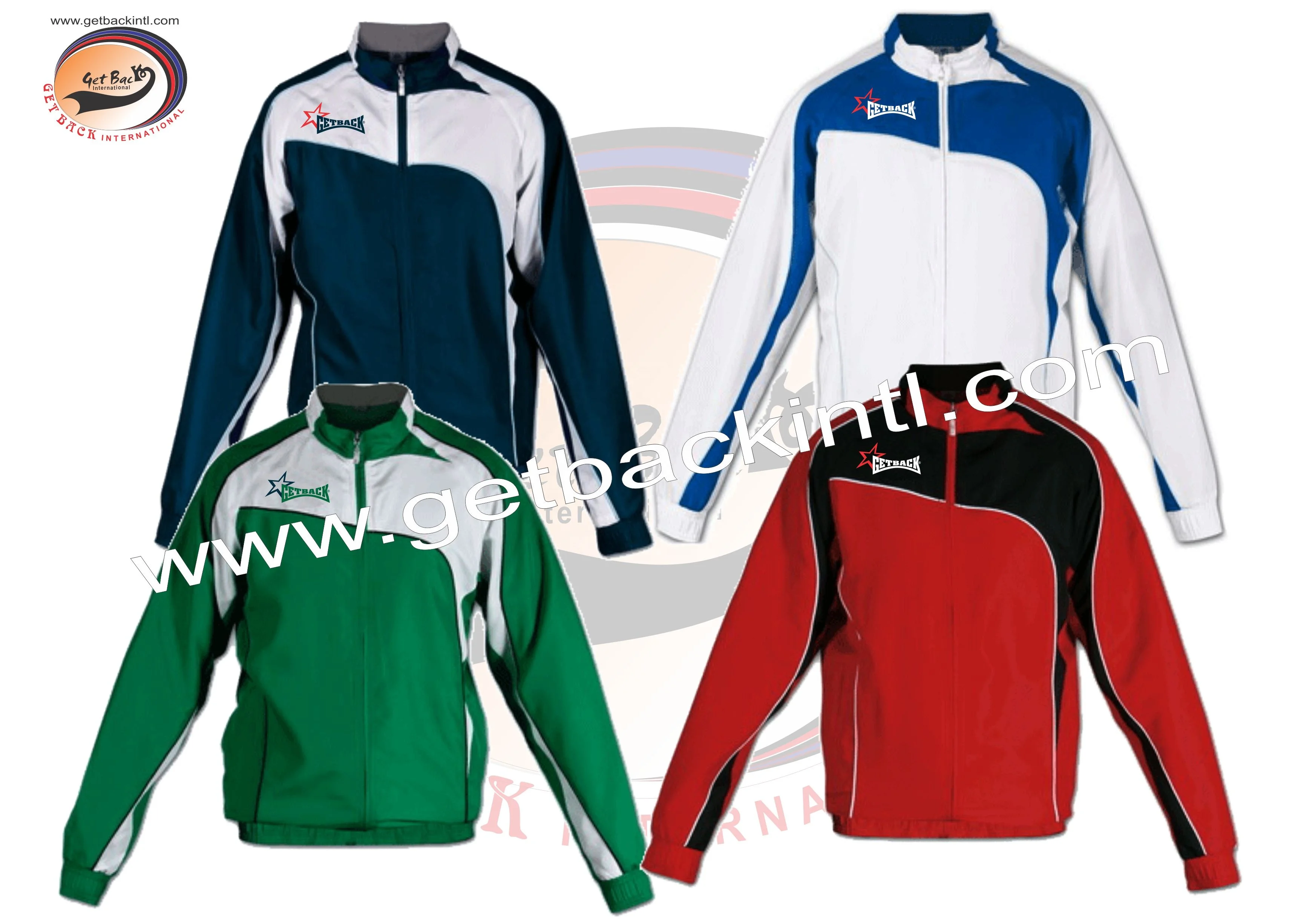 Super High Quality Polyester Collar Full Zip Up Jackets/Custom Sports Zipper Jackets Cut Sew Panels and Colors Polyester Tricot