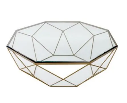 Geometric Coffee Table Mystique Glass-top Handcrafted Coffee Table for Living Room Decoration Outdoor and Indoor Metal Iron