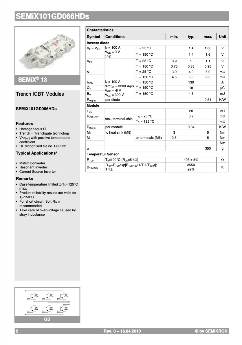 Original And Certified SEMiX101GD066HDs Trenchgate technology  Emergency stop Module IGBT 3 (Trench)