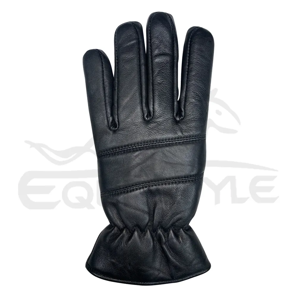 Mens Black Leather Gloves Premium Quality Twill Cuff Goat Leather Gloves XL Daily Outdoor Winter Fashion Stylish Gloves For Guys