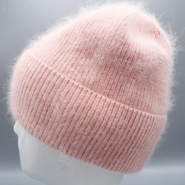 Осенне-зимняя однотонная универсальная уличная женская зимняя кашемировая шапочка из ангоры на заказ