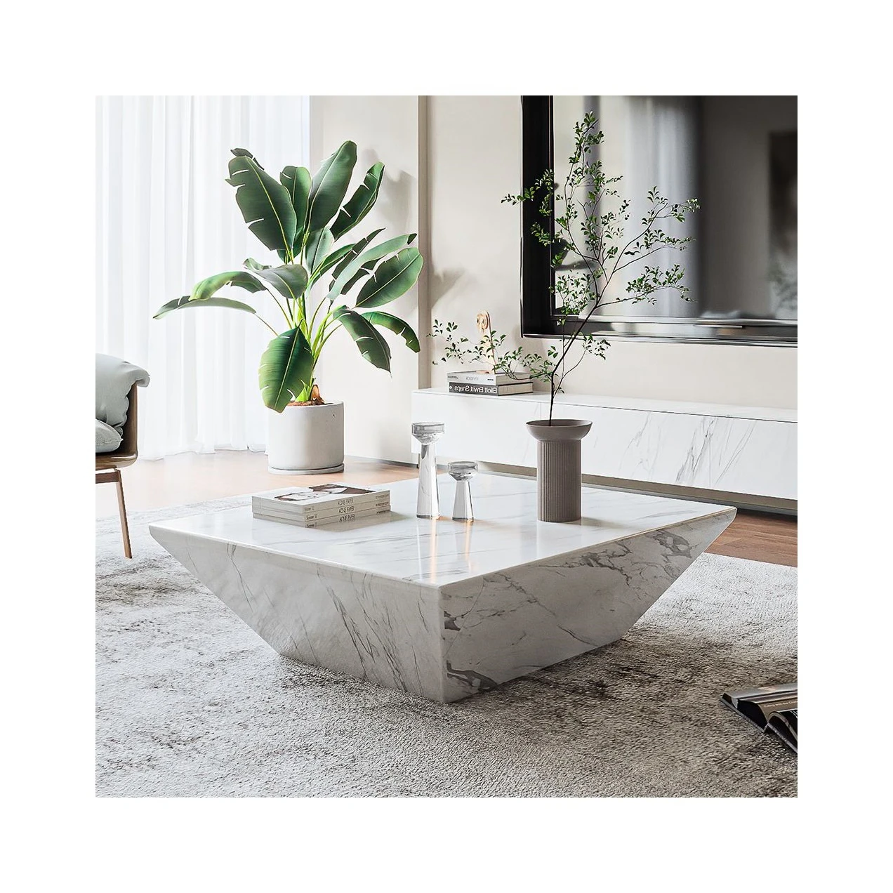 Livingroom Modern Center Table Furniture Sofital White Natural Stone Marble Coffee Table Plinth Marble