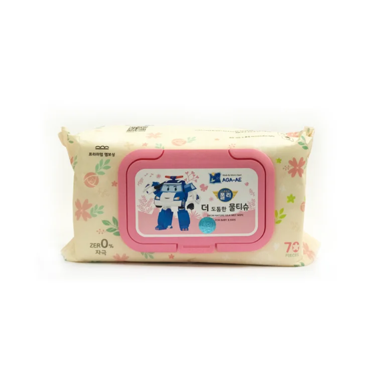 Korean cosmetic AGA-AE ROBOACR POLI PREMIUM WET WIPES THICK TYPE 70 SHEETS pure purified water wet tissue baby wet wipes K-beaut
