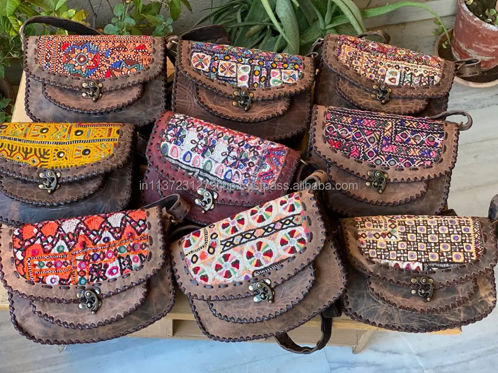 Indian Stylish Gypsy Leather Shoulder Bag Banjara Boho Handbag Shoulder Bag Patch Work Bags