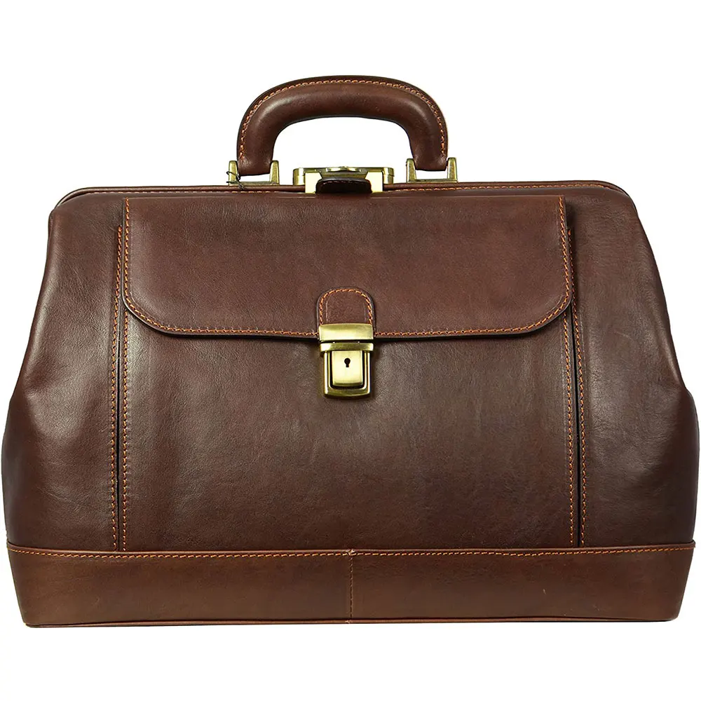 
Classic Genuine Leather Doctor Bag Leather Doctor Bag with Key Lock Medical, Hand Dyed by Vegetable Tanning, Satchel, Briefcase 