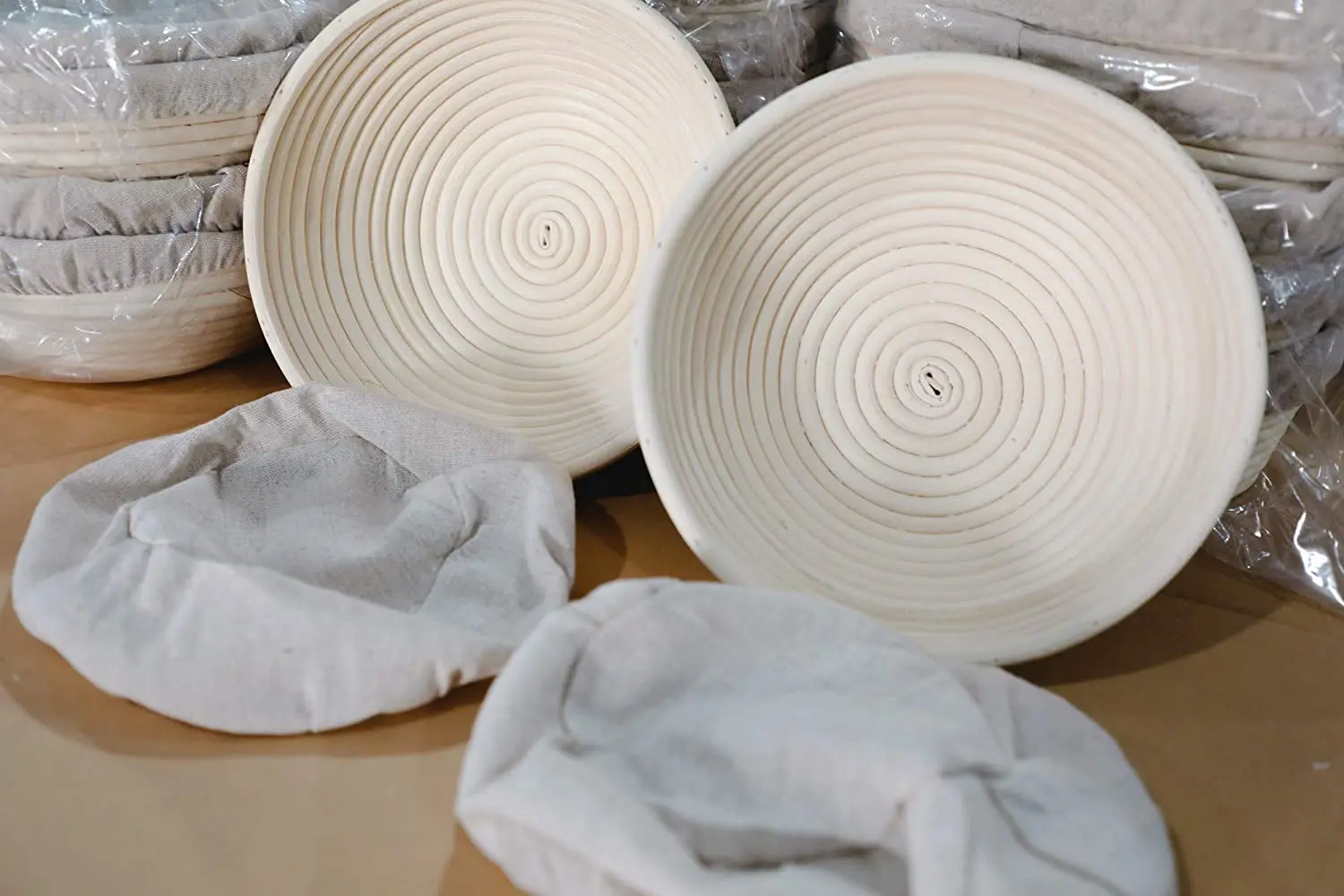 Vietbay Crafts 9 inch Handmade Round Rattan Baneton Bread Proofing Basket Dough Bowl Bread Baking Tools