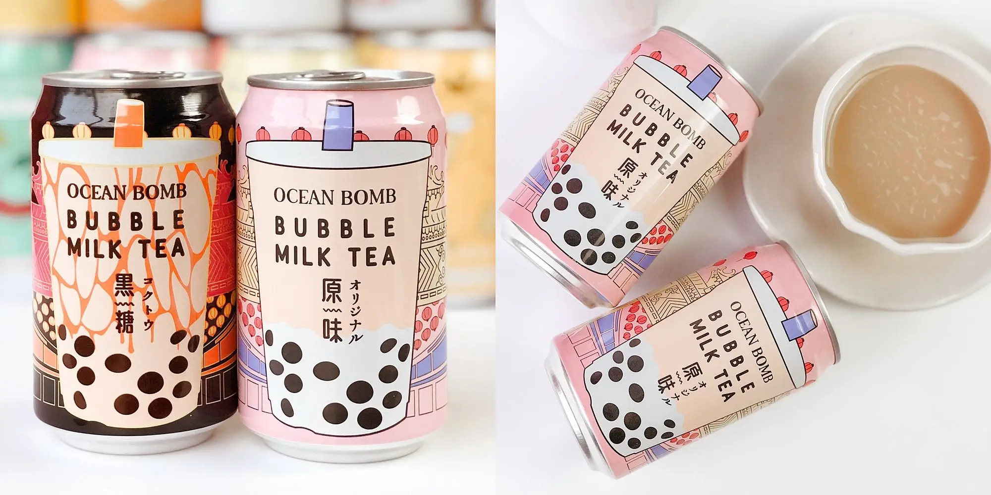 Ocean Bomb Original Bubble Milk Tea Drink can drink easy to take soft drink Black Sugar