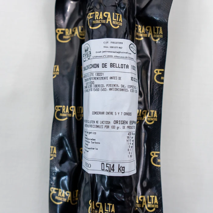 Spanish Iberian Cured Sausage. 100% Acorn fed. Food delicious black iberian pig. Salt cured. Salchichon Sausage rollers