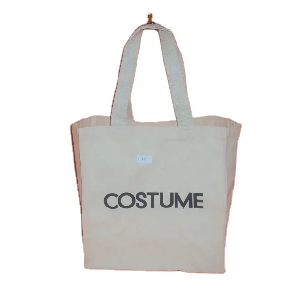 indian Custom Logo Printed 9.5 Oz Fairtrade Certified Plain Cotton Canvas Tote Shopping Bag with Strong Handle