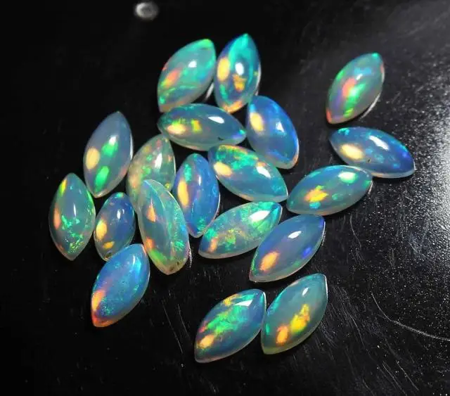 Высококачественный натуральный Эфиопский Опал 3*6 мм Маркиза Кабошон свободный драгоценный камень, огненный опал вело, белый огонь, мульти огонь, оптовая продажа