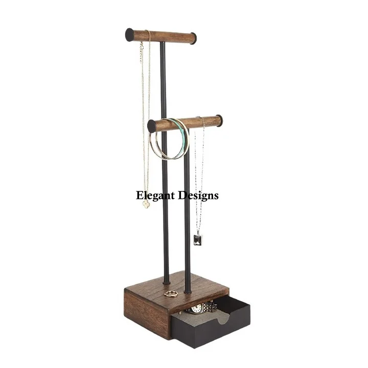 Two Tier Jewelry Stand With Wooden Base Excellent Quality Handmade Decorative Stand Fancy Arrival Wholesale Jewelry Stand