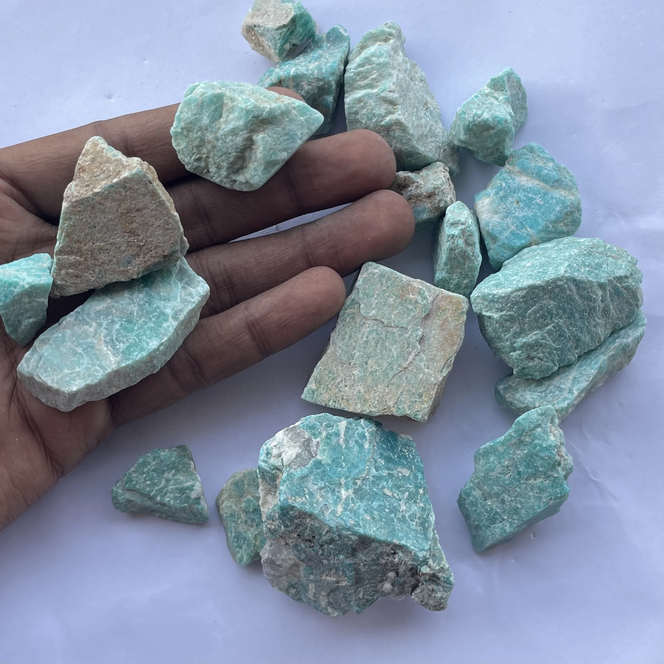 Natural Blue Green Amazonite Rough Raw Gemstone Per Kilo Gram from Wholesale Factory Price Stone Suppliers Semi Precious Stones