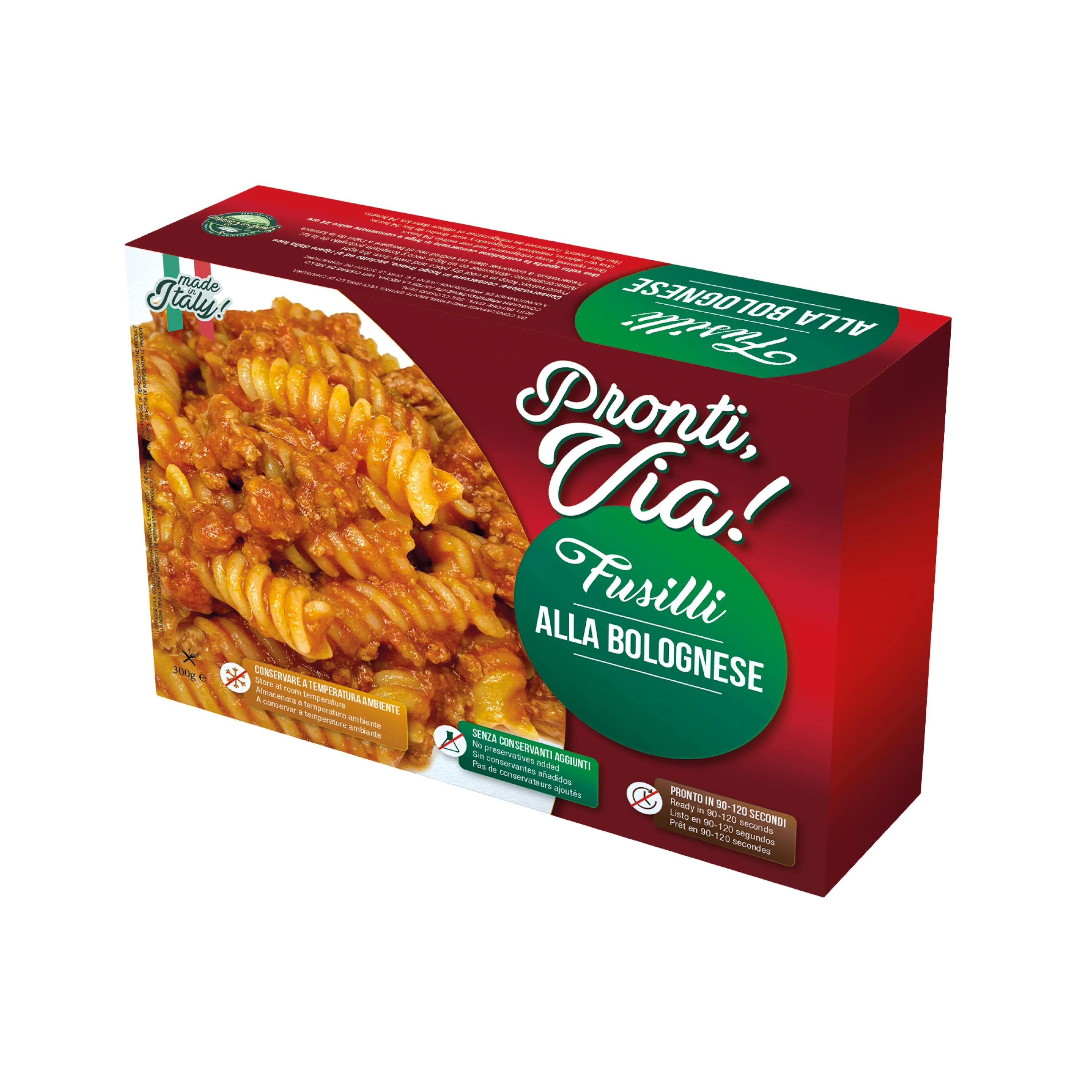 Изысканное качество высшее качество Премиум качество жара 2 минуты микроволновка мгновенная паста «PRONTI VIA» Fusilli Болоньский соус 300 г
