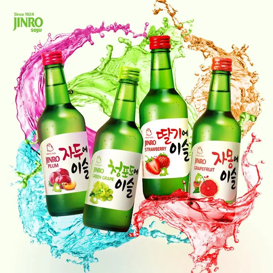  Стеклянная бутылка для спирта Soju питательная клубника в корейском стиле хорошего качества 16.9%