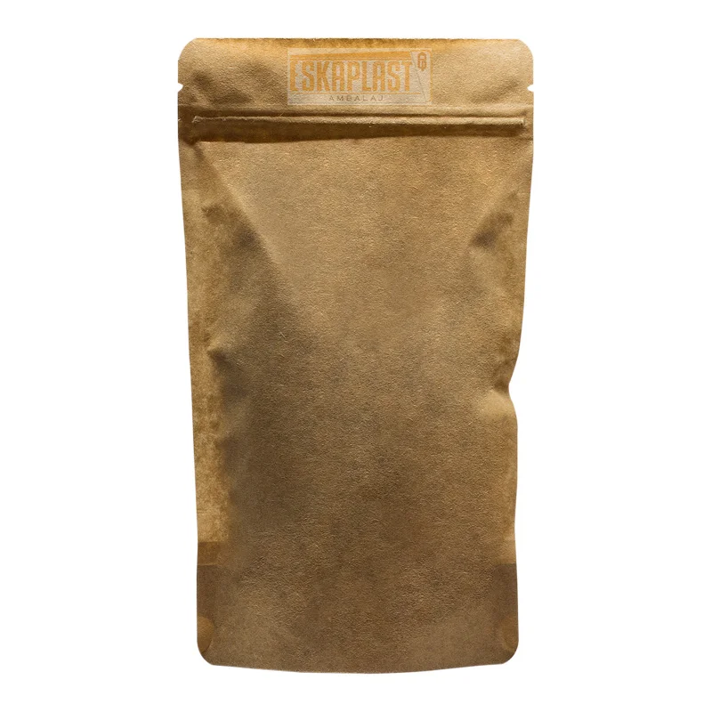 Kraft Doypack Bag (Stand Up Pouch) with Large/Big Window/Crystal and Zipper For Sweet and Confectionery