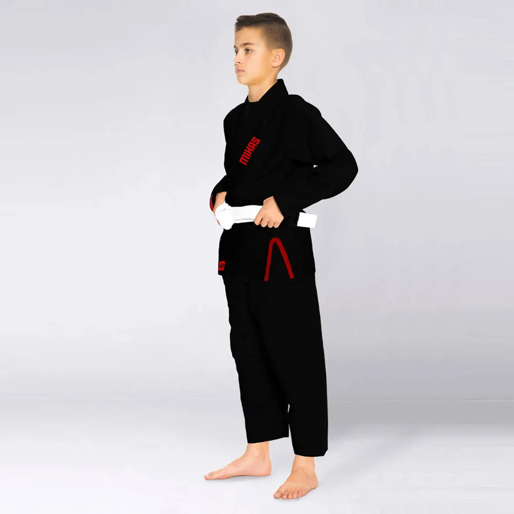 High quality black color customized gi kimono bjj brazilian jiu jitsu uniform plain kids bjj gi