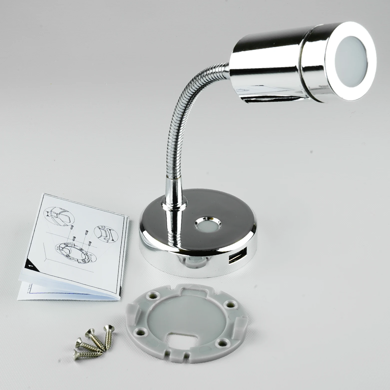 Flexible Arm motorhome reading light USB Socket