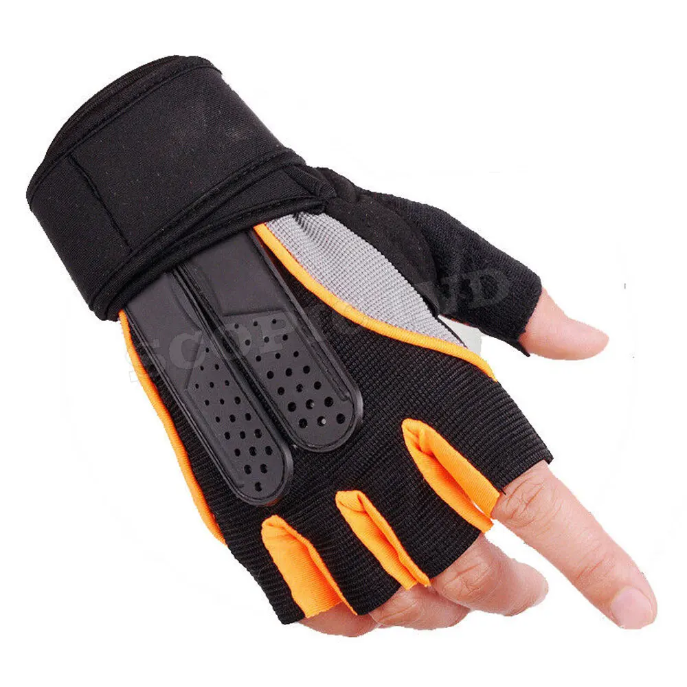 Anti Slip Breathable Sports Workout Fitness Training Weight Lifting Gym Gloves with Wrist Wraps Pink Black Unisex Rubber