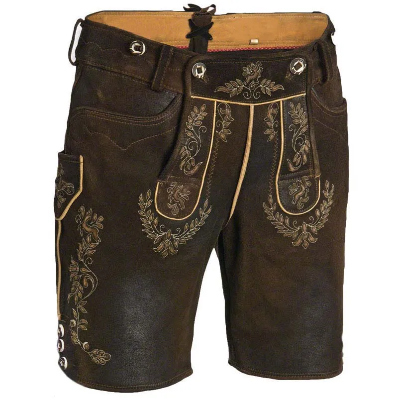 Top quality Cowhide leather Bavarian short oktoberfest lederhosen German festival wears Customized Embroidery