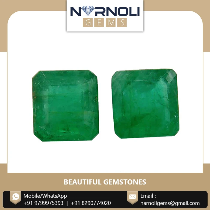 Precious Gemstone Emerald Cut 4 Pieces Green Brazilian Emerald Gemstone For Sale