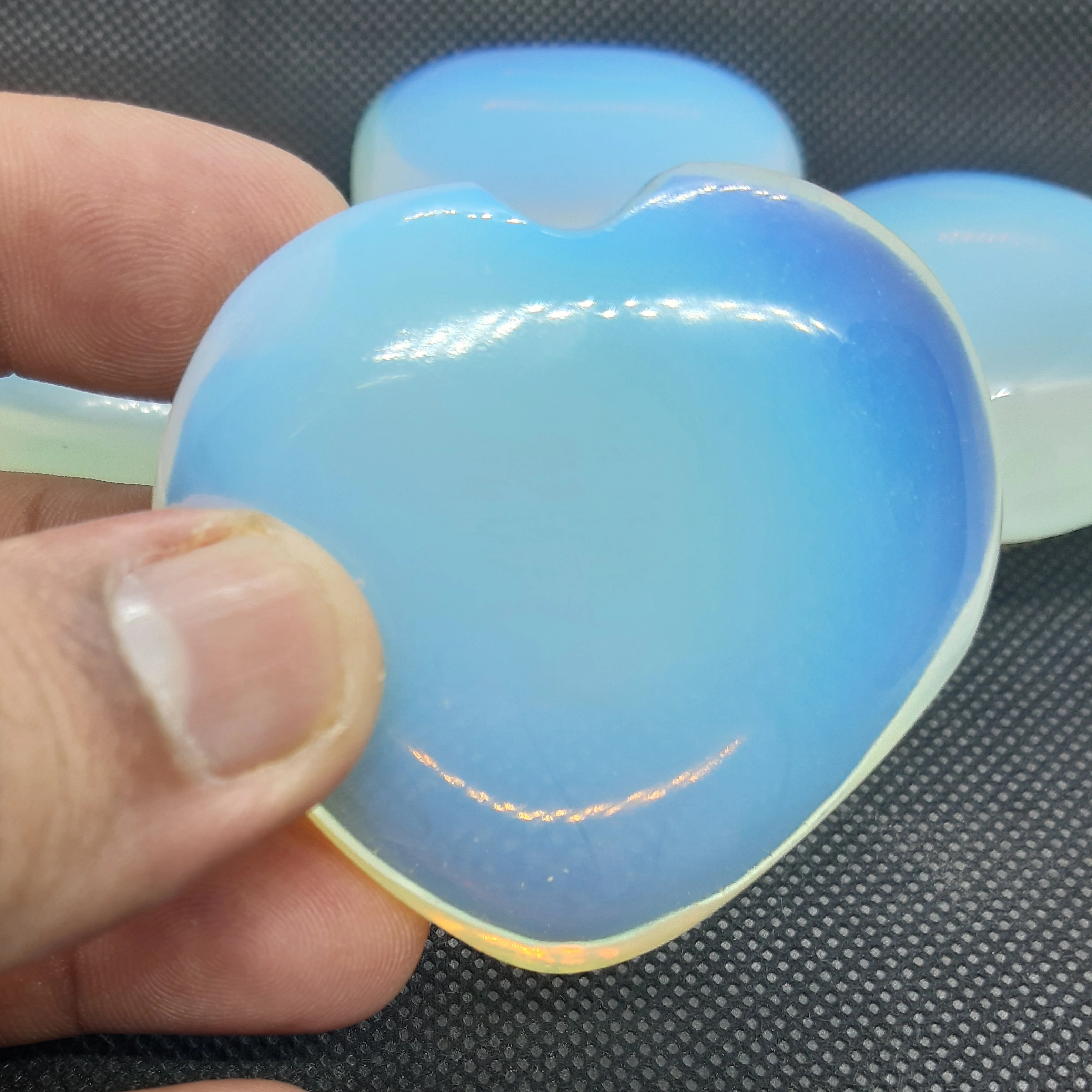 
Wholesale Decorative Opal Heart Shaped Stone , Carved Crystal Puffy Heart Gift For Decoration 