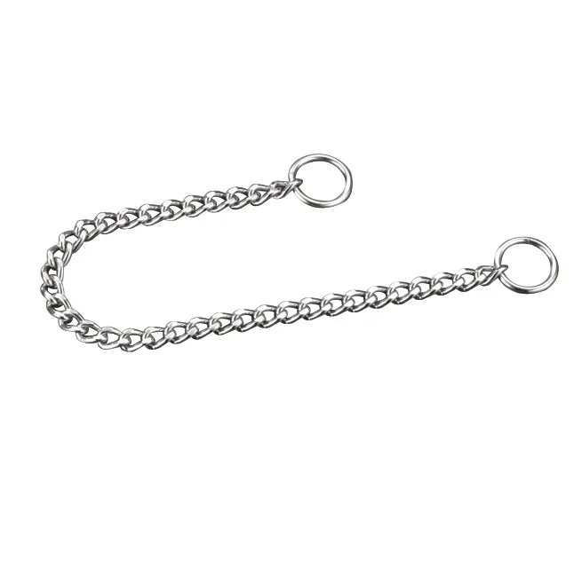 Durable Steel  Metal Welded Flat Link Dog Choke Chain Collar For Pet