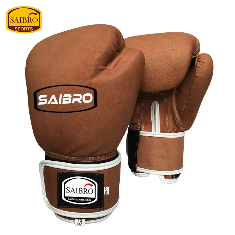 Brown Color Custom Logo PU Leather Boxing Gloves for Training
