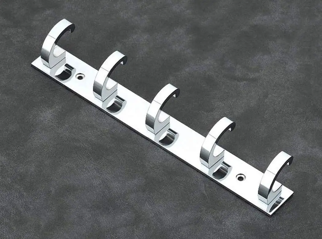 Stainless Steel Premium Fescue Dual Edge Cloth Hanger Bathroom Wall Door Hooks Silver
