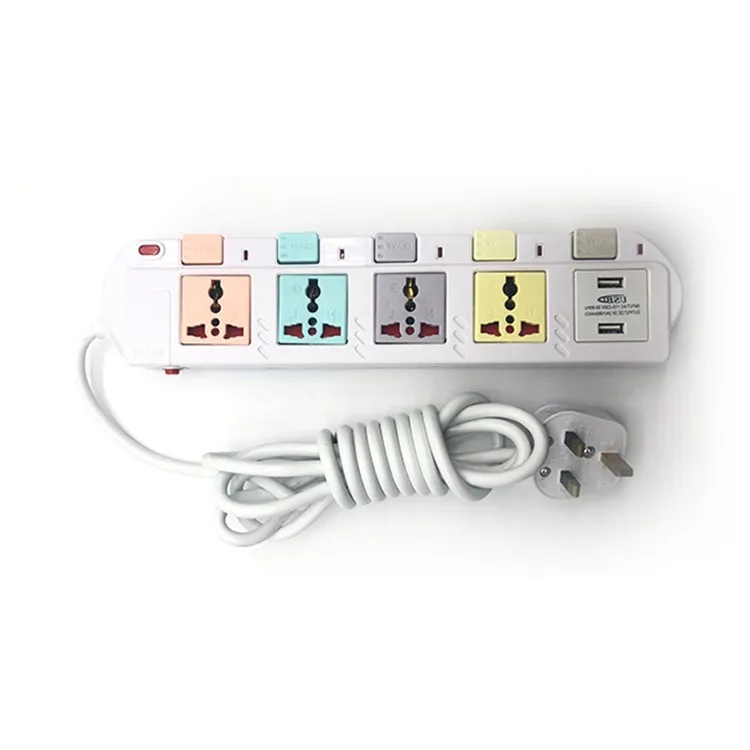 Extension socket with universal plug & USB ports for commercial use with worldwide univeeral plug Standard Grounding