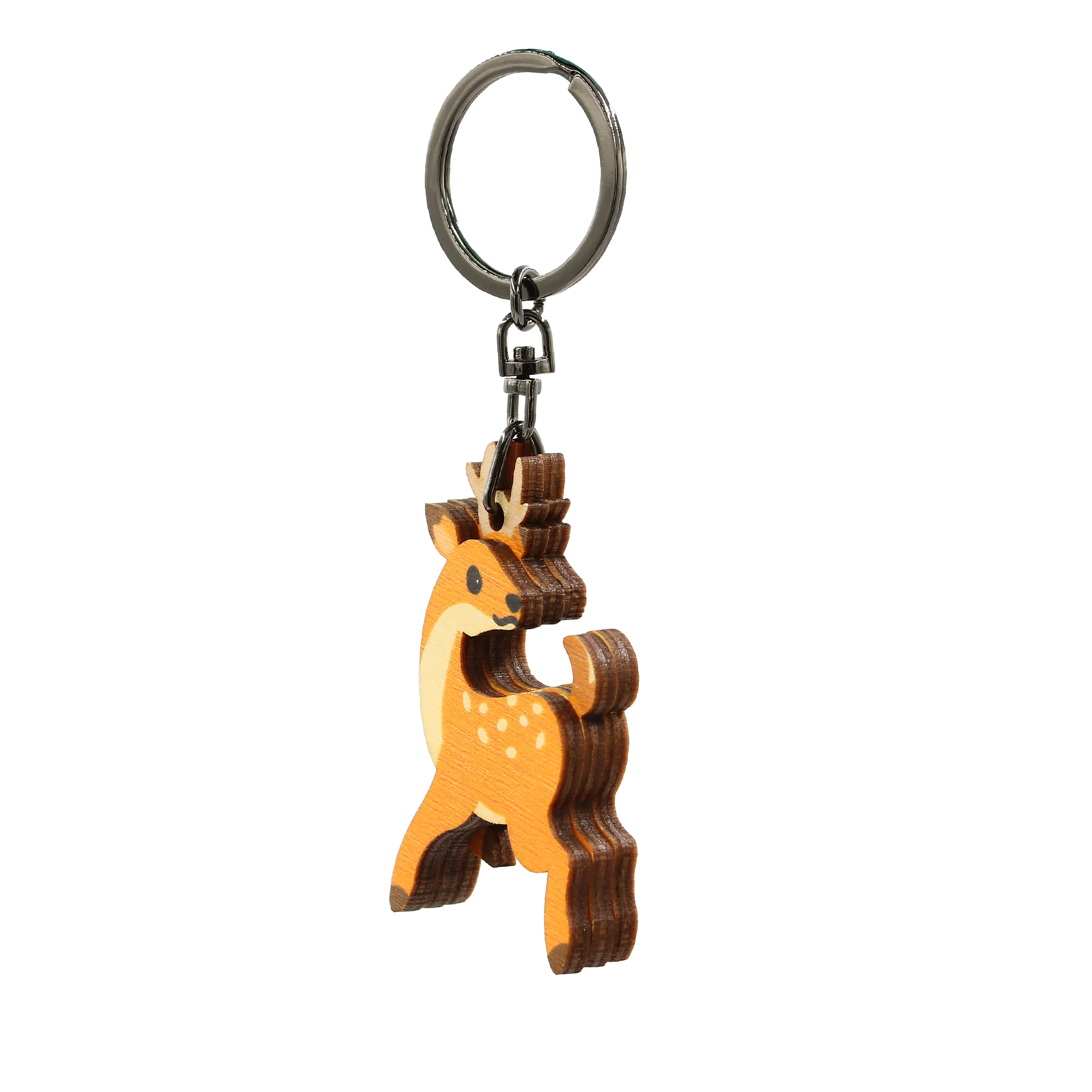 Logo Package Customizable Deer Animal Wooden Wood Keychain