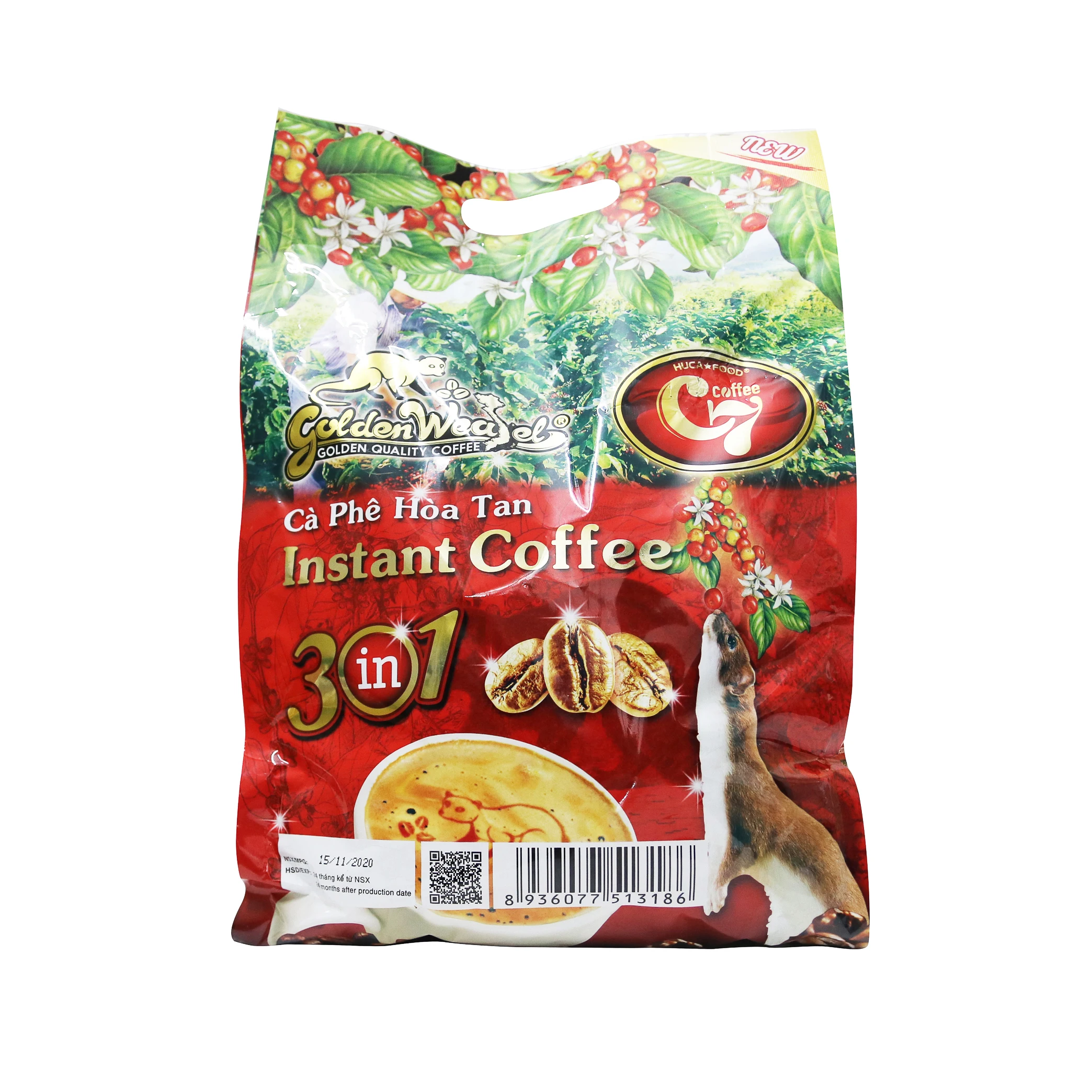 Вьетнам 3 в 1 500 г кафе частная торговая марка «Golden weasel» OEM ODM жирный вкус сливочный аппарат кофе HucaFood