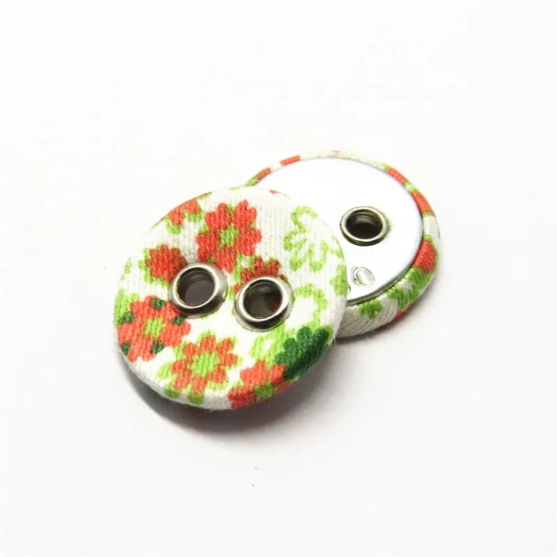 Eco friendly fabric covered 4 hole alloy metal sewing button